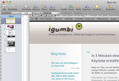 Fertig erstellte Keynote mit den Bildern aus iPhoto automatisiert mit dem Apple Script