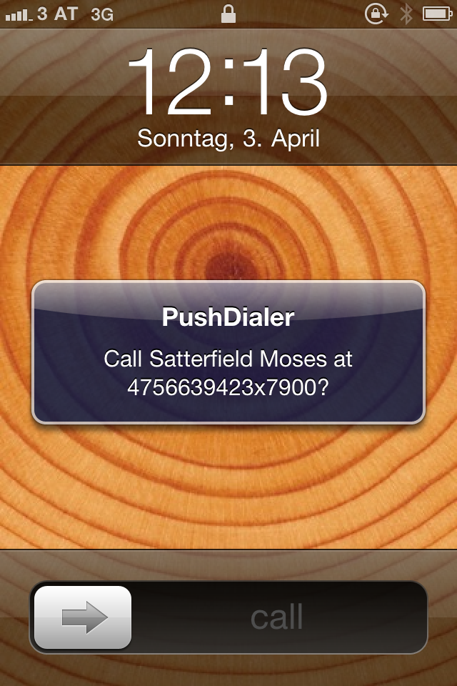 Pushdialer Wähl Dialog am iPhone
