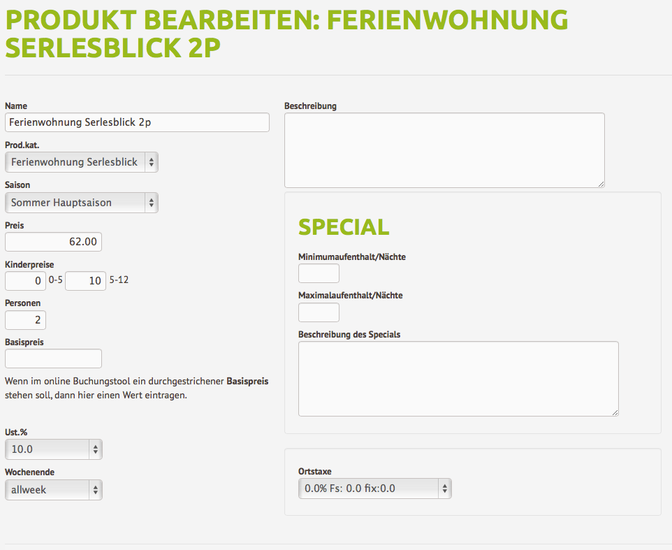 Produkt bearbeiten Produkt bearbeiten mit Kinderpreisen