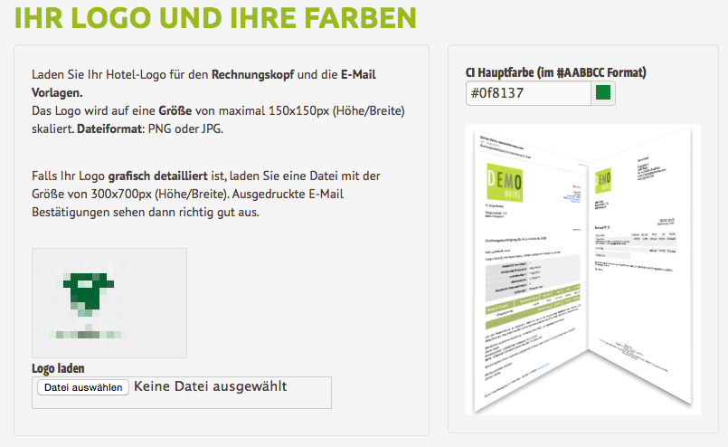 Hotel Logo und Farben Logo und Farben im Hotelstammdatensatz anlegen