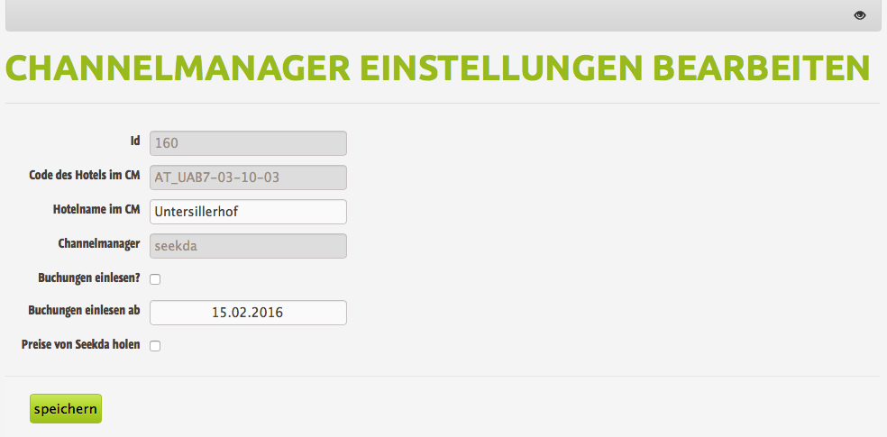 Seekda Channelmanager Einstellungen Das automatische Einlesen der Buchungen von Seekda in die igumbi Hotelsoftware über den Menüpunkt Channel Management Schnittstelle aktivieren.