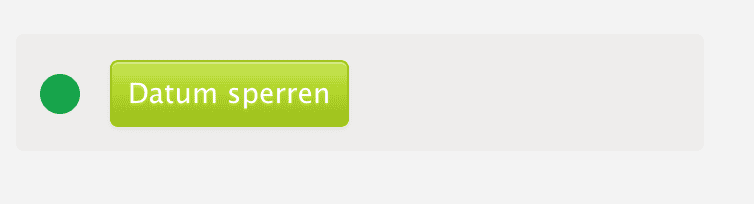 Grüner "Datum sperren"-Button mit Status-Indikator im igumbi Backend